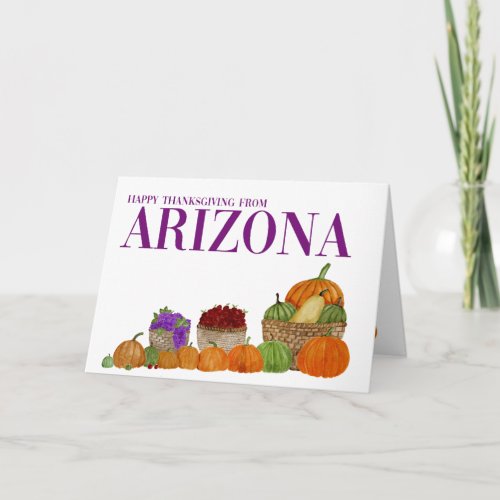 Arizona Watercolor Pumpkins Thanksgiving Card