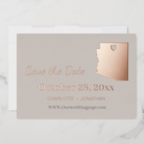 Arizona Wedding Save The Date Rose Gold Foil Invitation