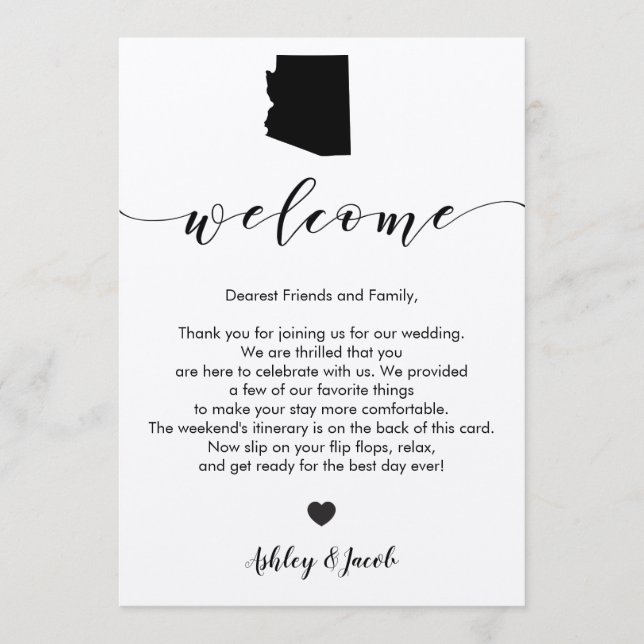 Arizona Wedding Welcome Letter & Itinerary Card (Front)