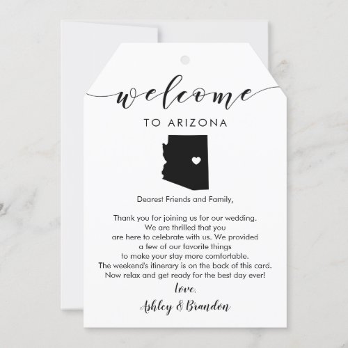 Arizona Wedding Welcome Tag Letter Itinerary