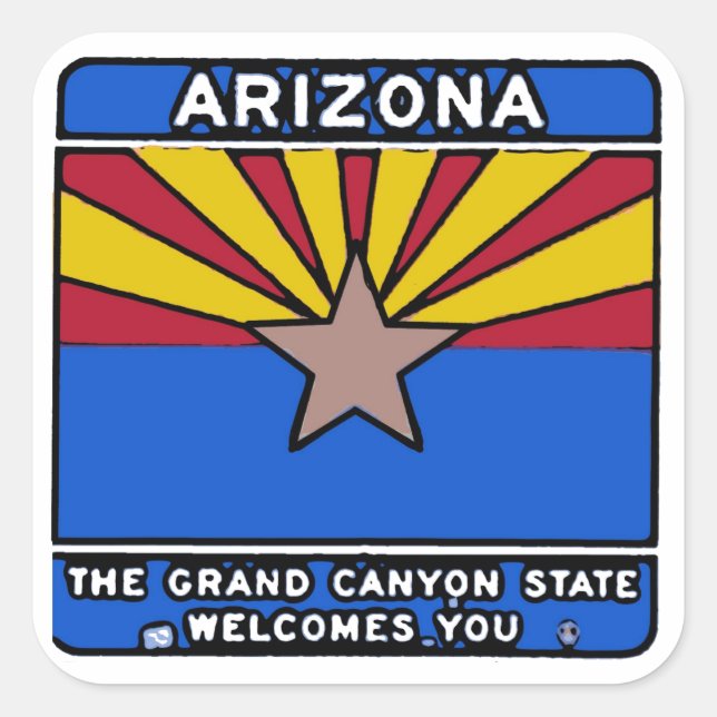Arizona welcome sign decorative square stickers (Front)