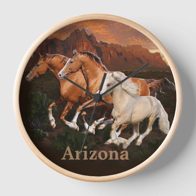 Arizona Wild horses Clock (Front)