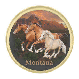 Arizona Wild horses Gold Finish Lapel Pin