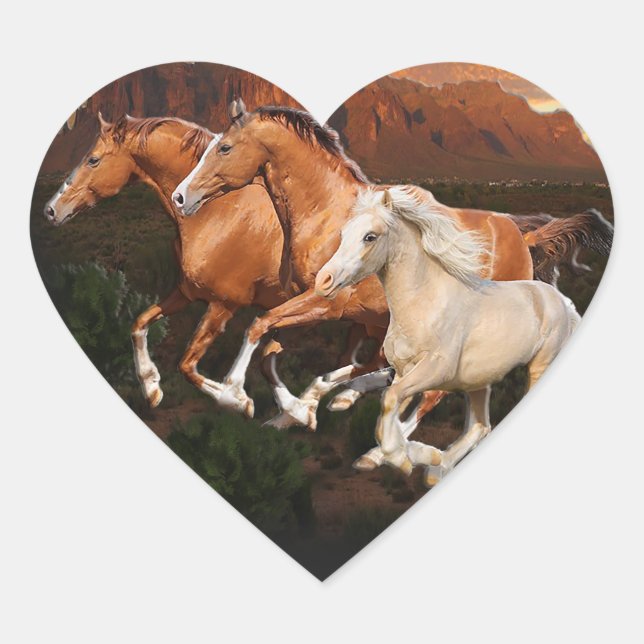 Arizona Wild horses Heart Sticker (Front)