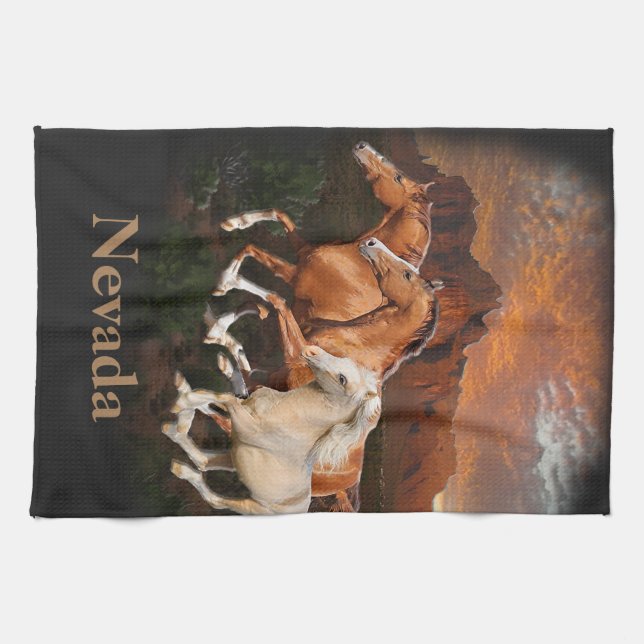 Arizona Wild horses Kitchen Towel (Horizontal)