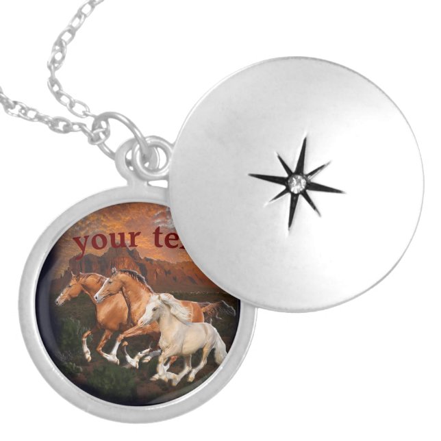 Arizona Wild horses Locket Necklace (Front)