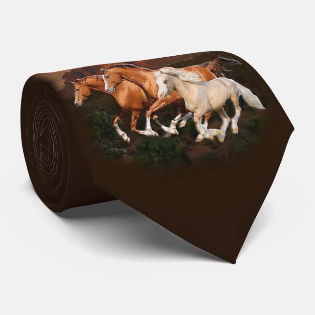 Arizona Wild horses Neck Tie (Rolled)