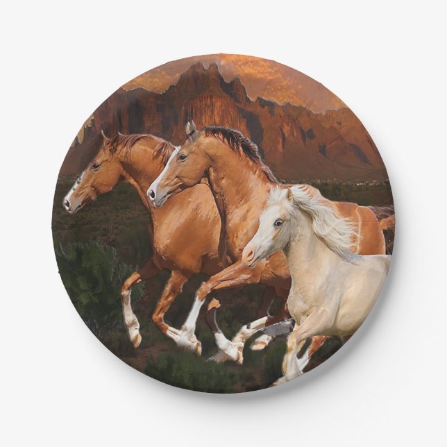 Arizona Wild horses Paper Plates (Front)