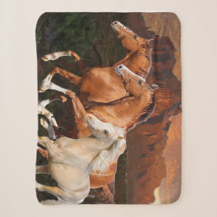 Arizona Wild horses Sherpa Blanket