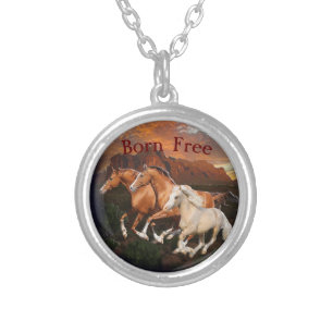Arizona Wild horses Silver Plated Necklace
