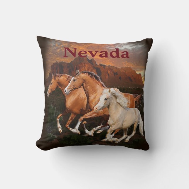 Arizona Wild horses Throw Pillow (Front)