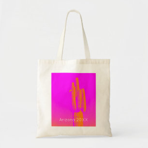 Arizona Year Hot Pink Orange White Modern Cactus Tote Bag