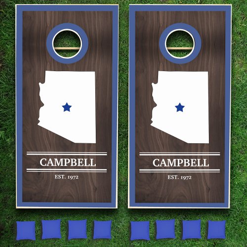 Arizona Your Family Name Personalized Woodgrain Cornhole Set