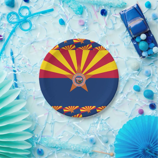 Arizonan Flag & Seal, Flag of Arizona Paper Plates (Party)
