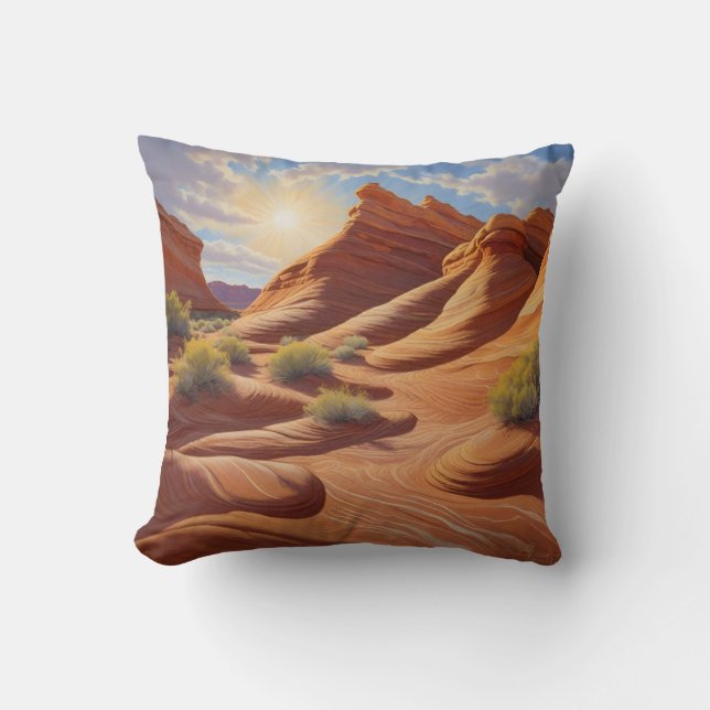 Arizona's The Wave in Coyote Buttes Throw Pillow (Front)