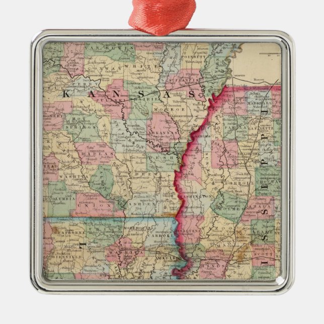 Ark, Miss, La Map by Mitchell Metal Ornament (Front)