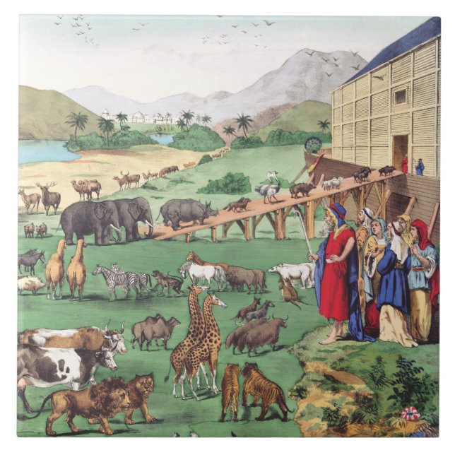 Ark of Noah with animals Ceramic Tile (Front)