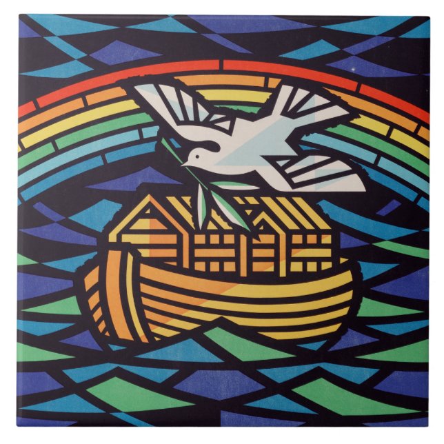 Ark of Noah with Holy Spirit Ceramic Tile (Front)