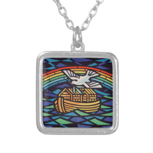 Ark of Noah with Holy Spirit Silver Plated Necklace