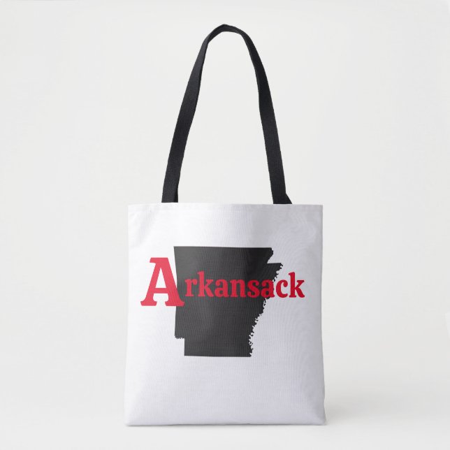 Arkansack Red Text Tote Bag (Front)
