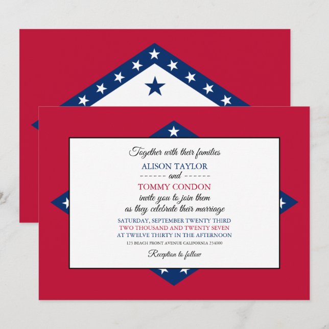 Arkansan Flag, Flag of Arkansas Wedding Invitation (Front/Back)