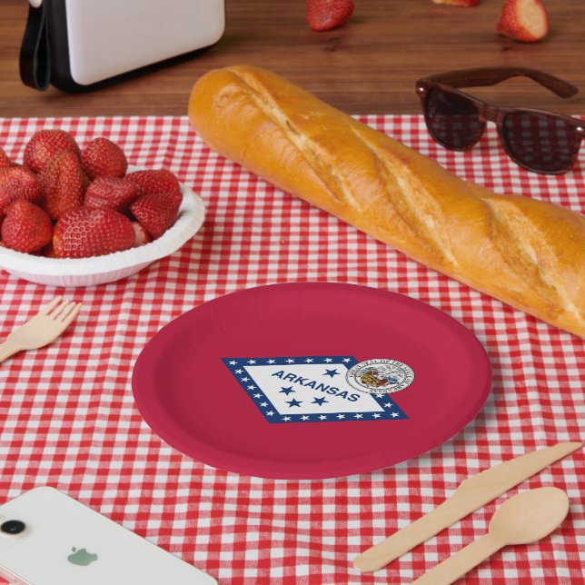 Arkansan Flag & Seal, Flag of Arkansas Paper Plates (Picnic)