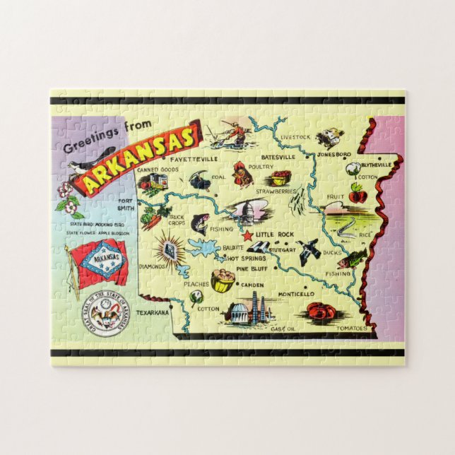 Arkansas 11x14 Map Jigsaw Puzzle (Horizontal)