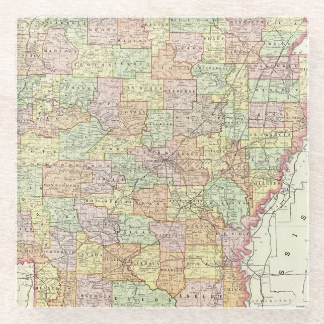 Arkansas 6 glass coaster (Front)