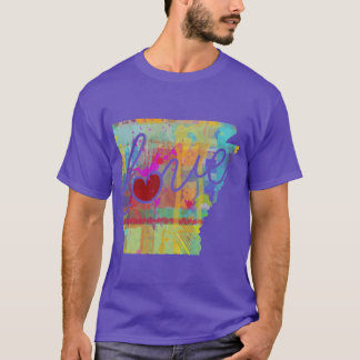 Arkansas AK Love A Colorful Watercolor State Map S T-Shirt