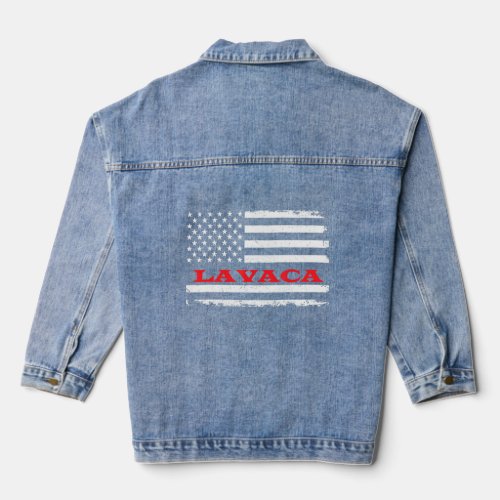 Arkansas American Flag Lavaca Usa Patriotic Souven Denim Jacket