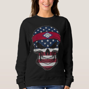 Arkansas American Flag Skull  State Flag Arkansas  Sweatshirt