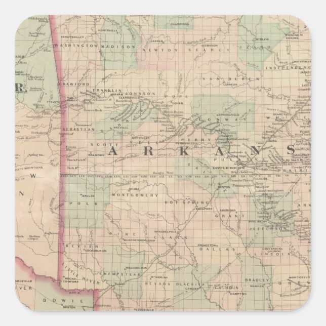 Arkansas and portion of Indian Territory Square Sticker (Front)
