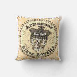 Arkansas Biker Throw Pillow