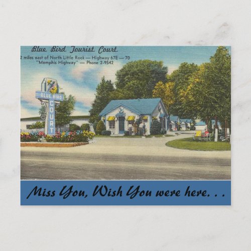 Arkansas Blue Bird Tourist Court Postcard