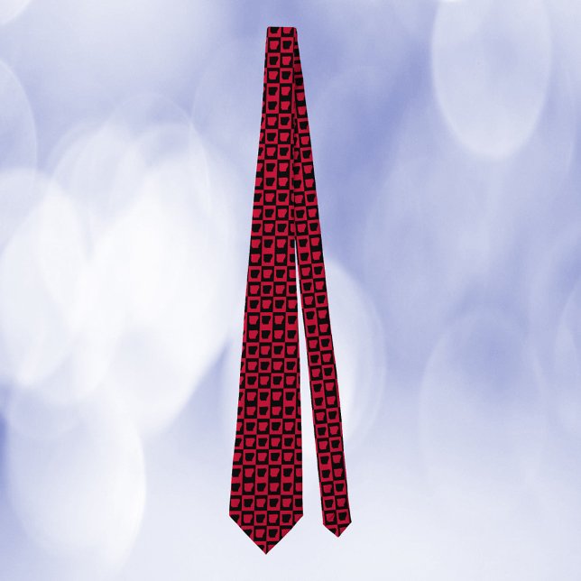 Arkansas Checker Red and Black Pattern Neck Tie (A tie with a red and black pattern featuring the US state of Arkansas.)
