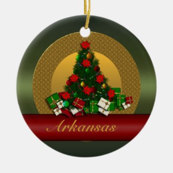 Arkansas Christmas Tree Ornament by christmas_tshirts at Zazzle