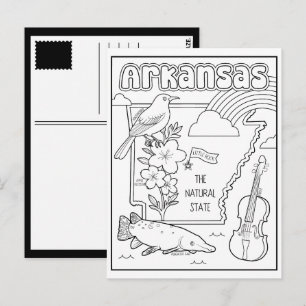 arkansas color me collage postcard