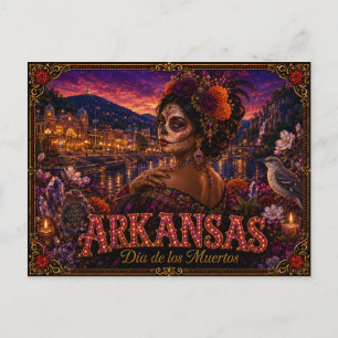 Arkansas Día de los Muertos Retro Postcard