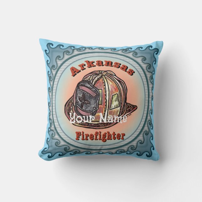 Arkansas Firefighter Throw Pillow (Front)