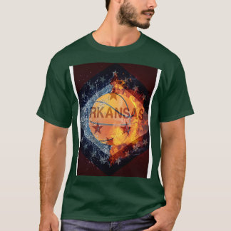 ARKANSAS FLAG BASKETBALL FIRE AND ICE T-Shirt