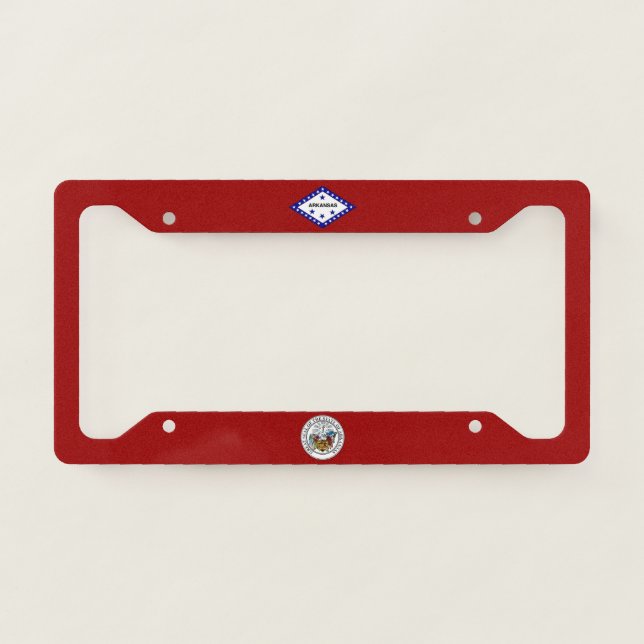 Arkansas flag-emblem license plate frame (Front)