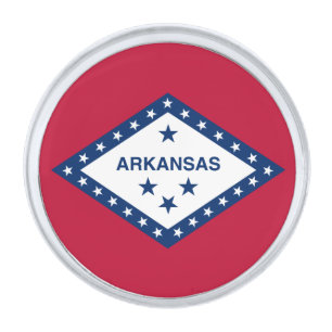 Arkansas Flag Silver Finish Lapel Pin