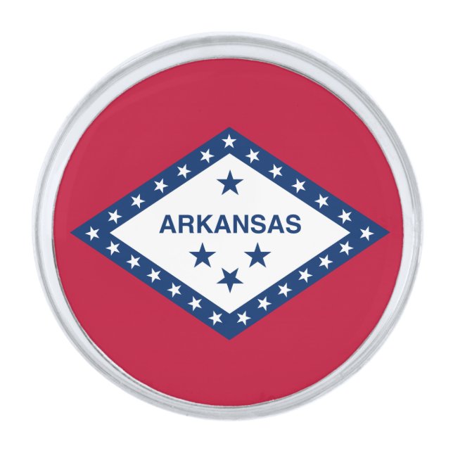 Arkansas Flag Silver Finish Lapel Pin (Front)