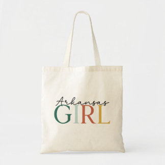 “Arkansas Girl” Colorful Typography Tote Bag