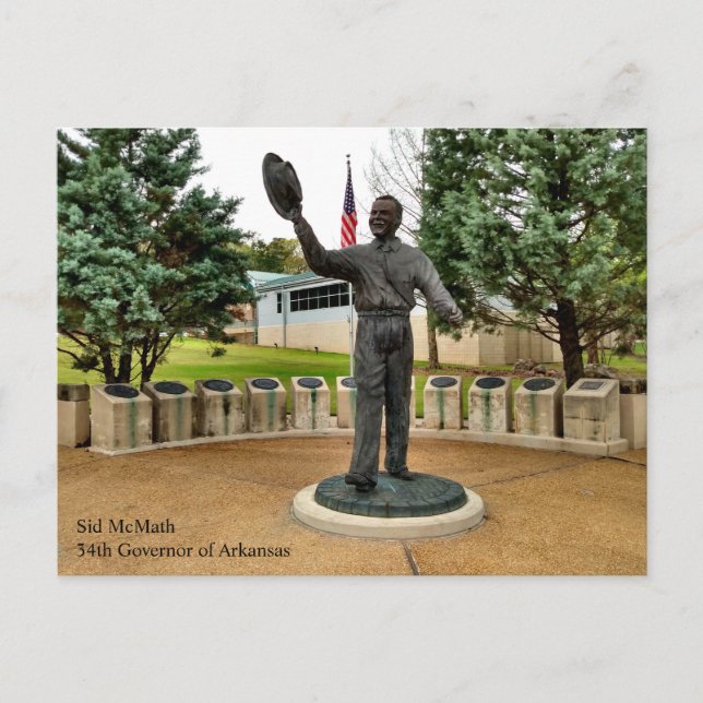 Arkansas Governor Sid McMath Statue Postcard (Front)