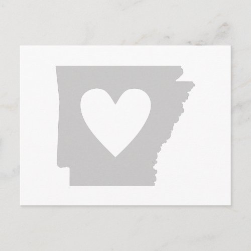 Arkansas Gray State Map Shape with Heart Cutout Postcard