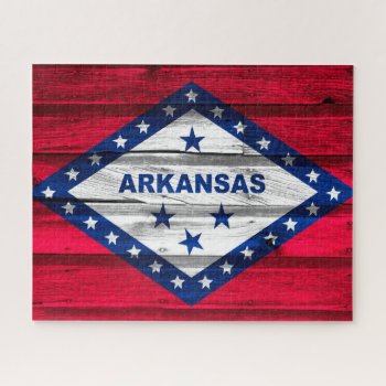 Arkansas Grunge State Flag Jigsaw Puzzle by karenfoleyphoto at Zazzle