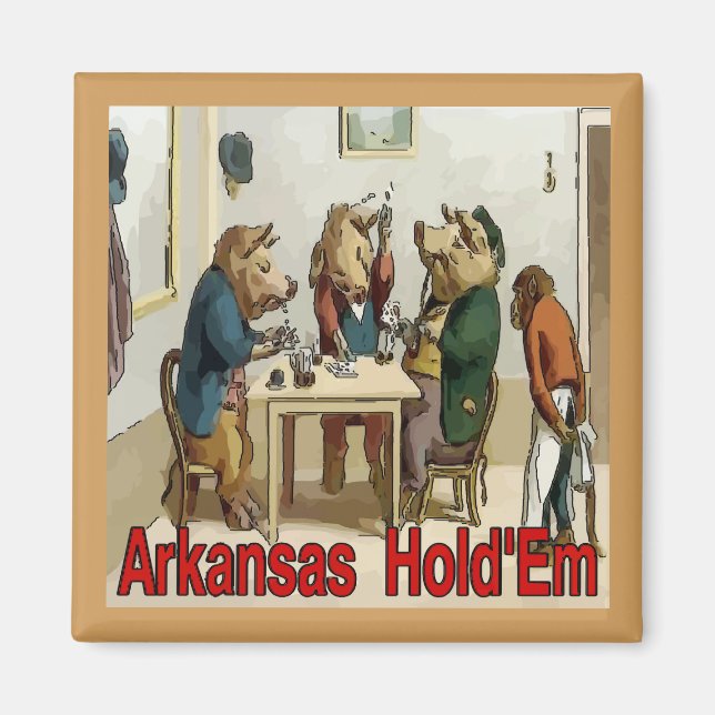 Arkansas Hold 'Em Poker Hogs Magnet (Front)