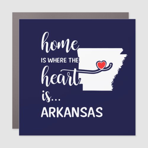 Arkansas home is where the heart is car magnet