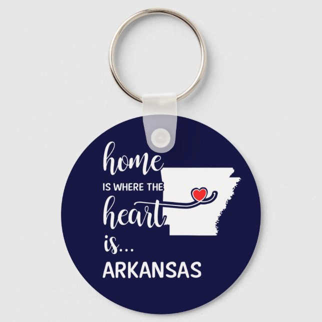 Arkansas home is where the heart is keychain (Front)